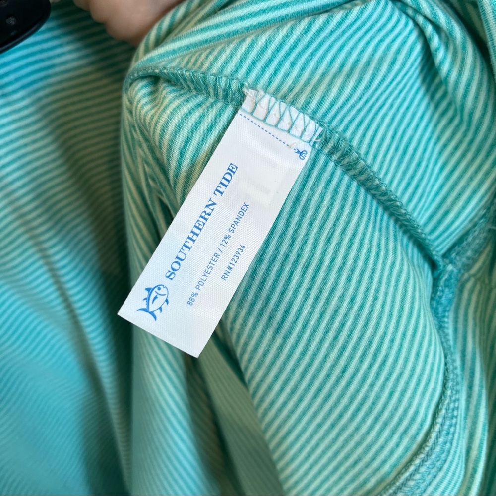 Southern Tide Men’s Cruiser 1/4 Zip Green Stripes Large Preppy Long Sleeve - Picture 4 of 6